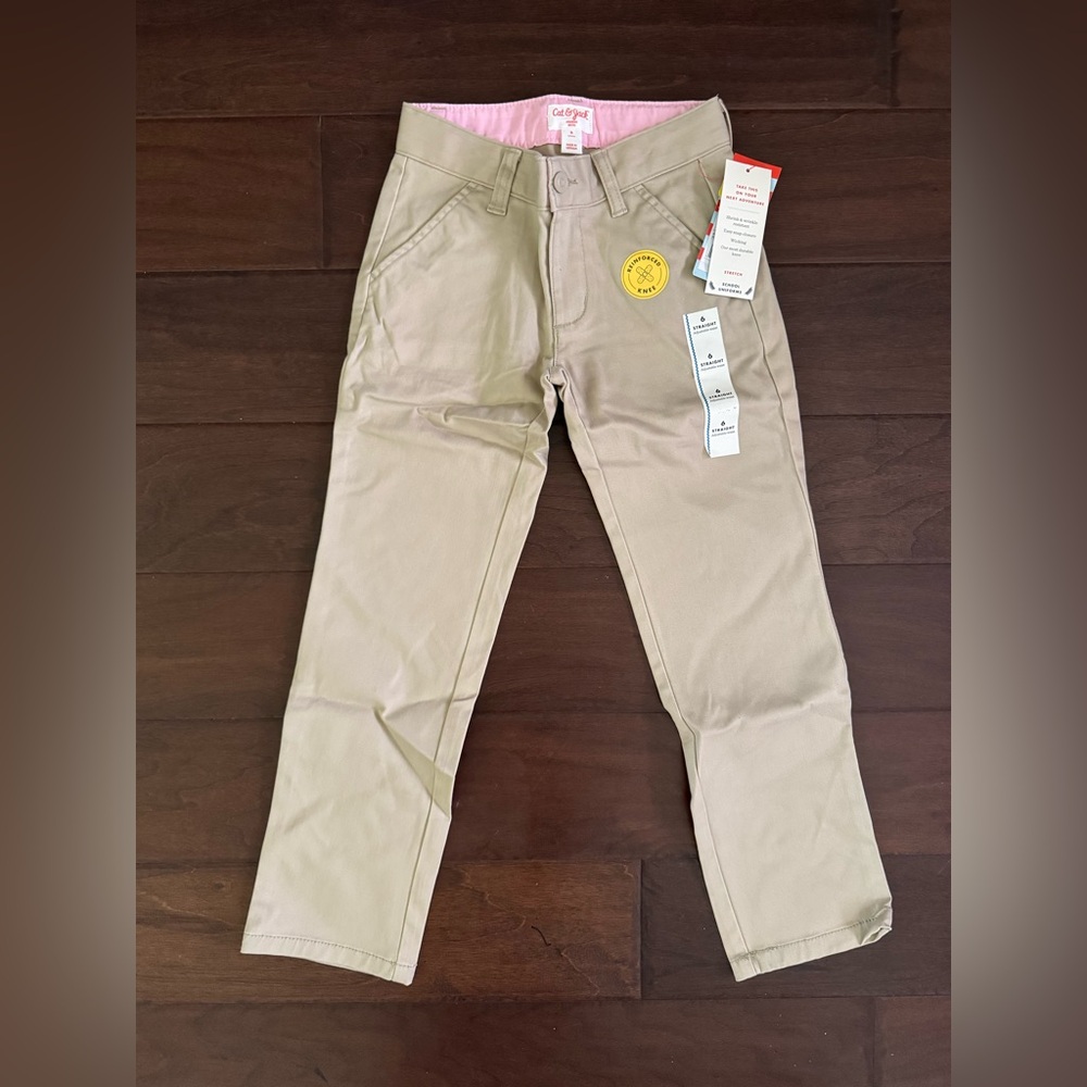 Cat & Jack Girls Khaki straight leg Uniform style pants - size 6 - NWT